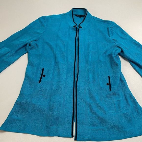 Ming Wang Blue Acrylic Open Front Top Cardigan Sweater Size XL - Picture 6 of 12